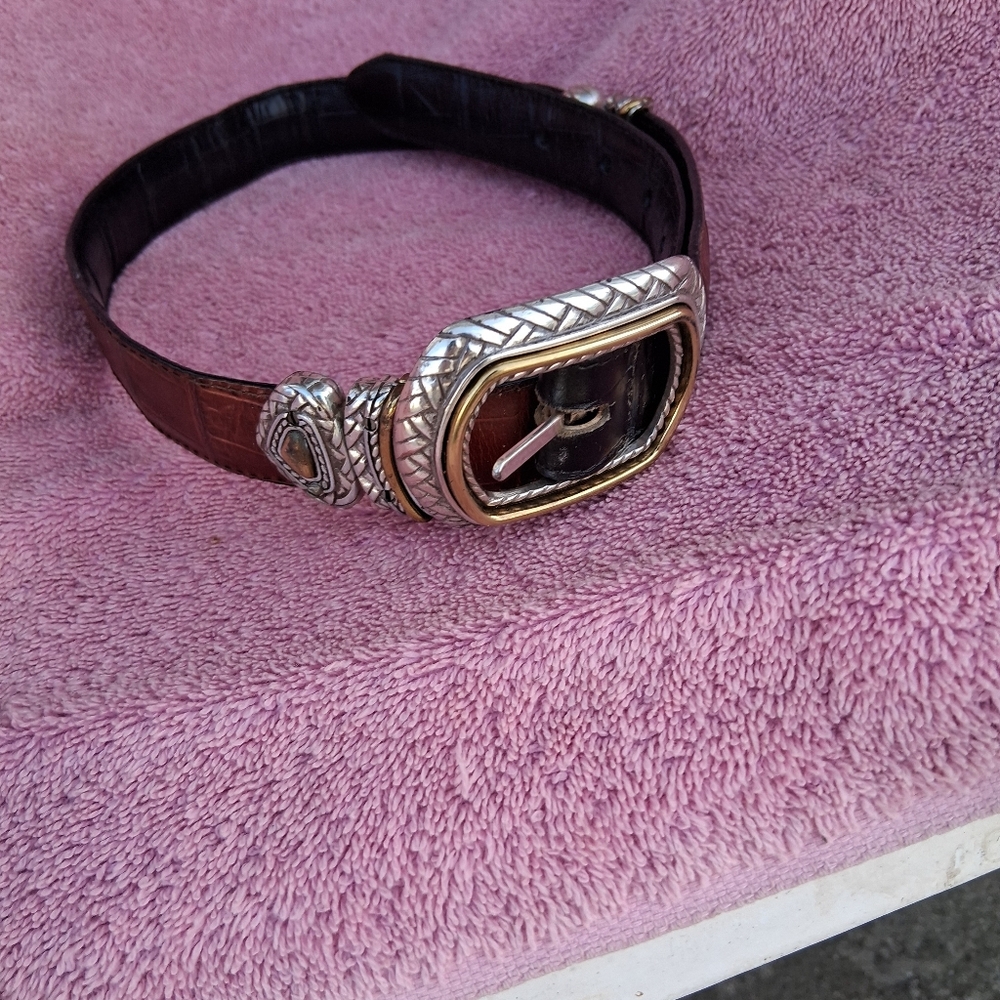 Brighton Marcus Two-Tone Reversible Belt Sz M/L Max Size 27"around